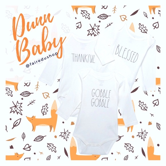 🎃Rae Dunn Gobble Gobble, Thankful, Blessed Baby Bodysuits - Picture 4 of 9